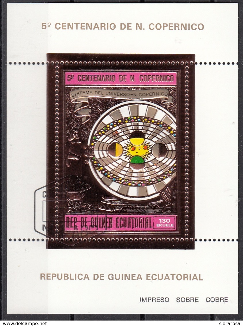Bf. 101A Guinea Equatoriale 1974 Copernico Copernicus Sheet In Rilievo (Impreso Sobra Cobre) Ecuatorial Guinee - Africa