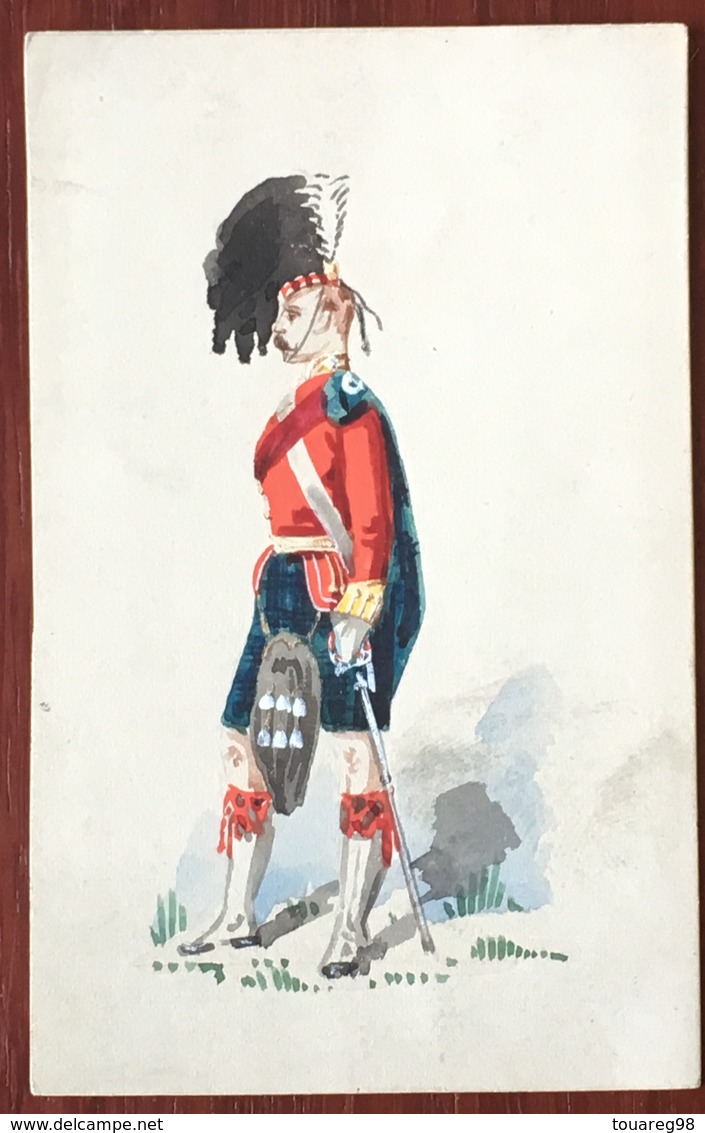 Aquarelle Et Gouache Sur Format CDV Circa 1870. Highlander. F. Coram, Sloane Street, London. - Uniforms