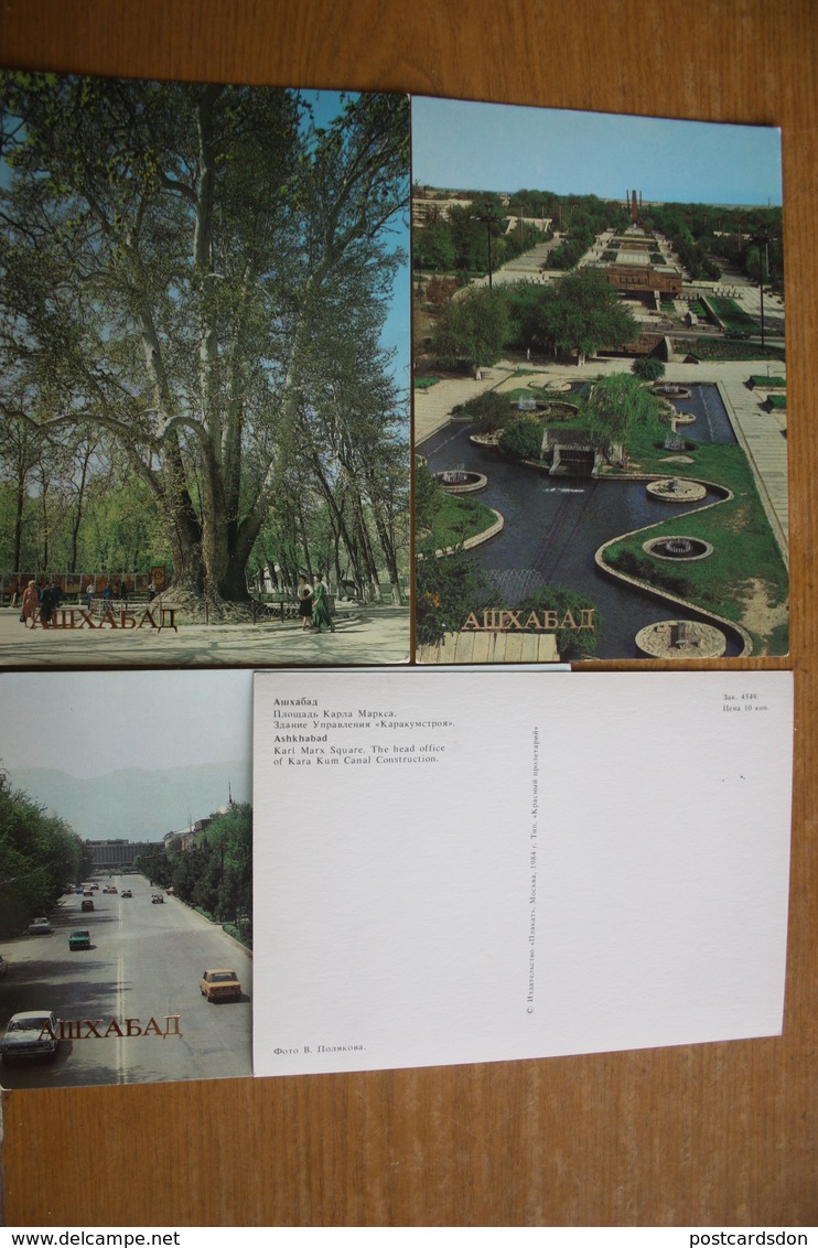Russian Asia. Ashgabat / Ashkhabad. Big Lot - 18 Postcards - 1984 - Turkmenistan