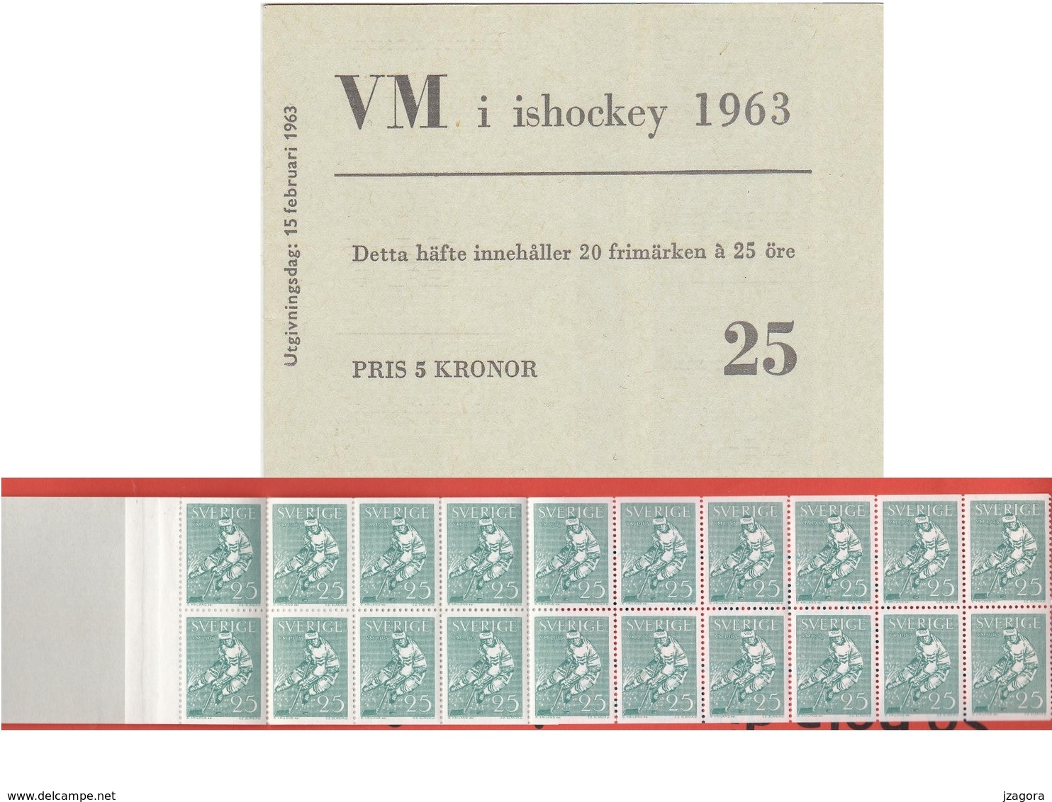 ICE HOCKEY World Championship  Weltmeisterschaft 1963 SWEDEN SUEDE  SCHWEDEN 1963 MNH MI 502 BOOKLET 20 STAMPS - Jockey (sobre Hielo)
