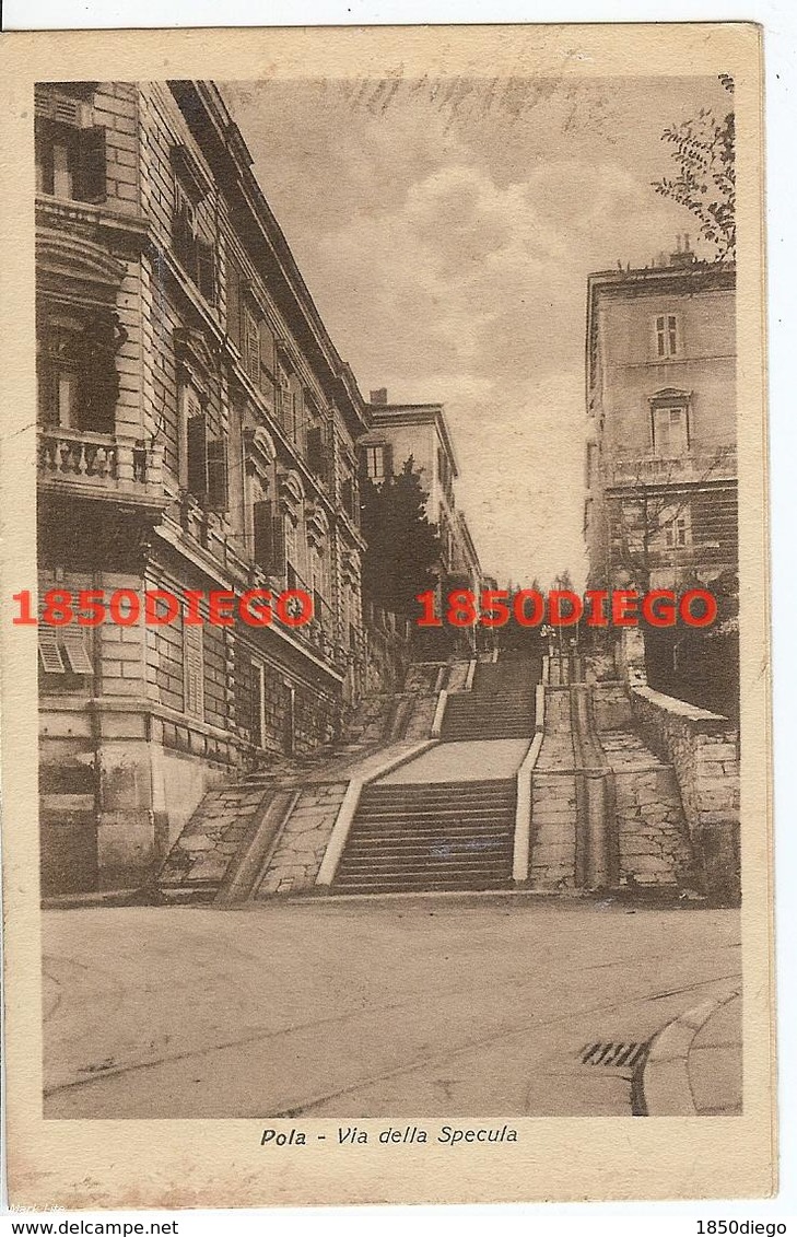 POLA - VIA DELLA SPECULA F/PICCOLO VIAGGIATA 1930 ANIMATA - Trieste