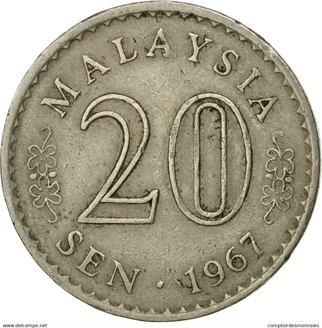 Monnaie, Malaysie, 20 Sen, 1967, Franklin Mint, TB+, Copper-nickel, KM:4 - Malaysie