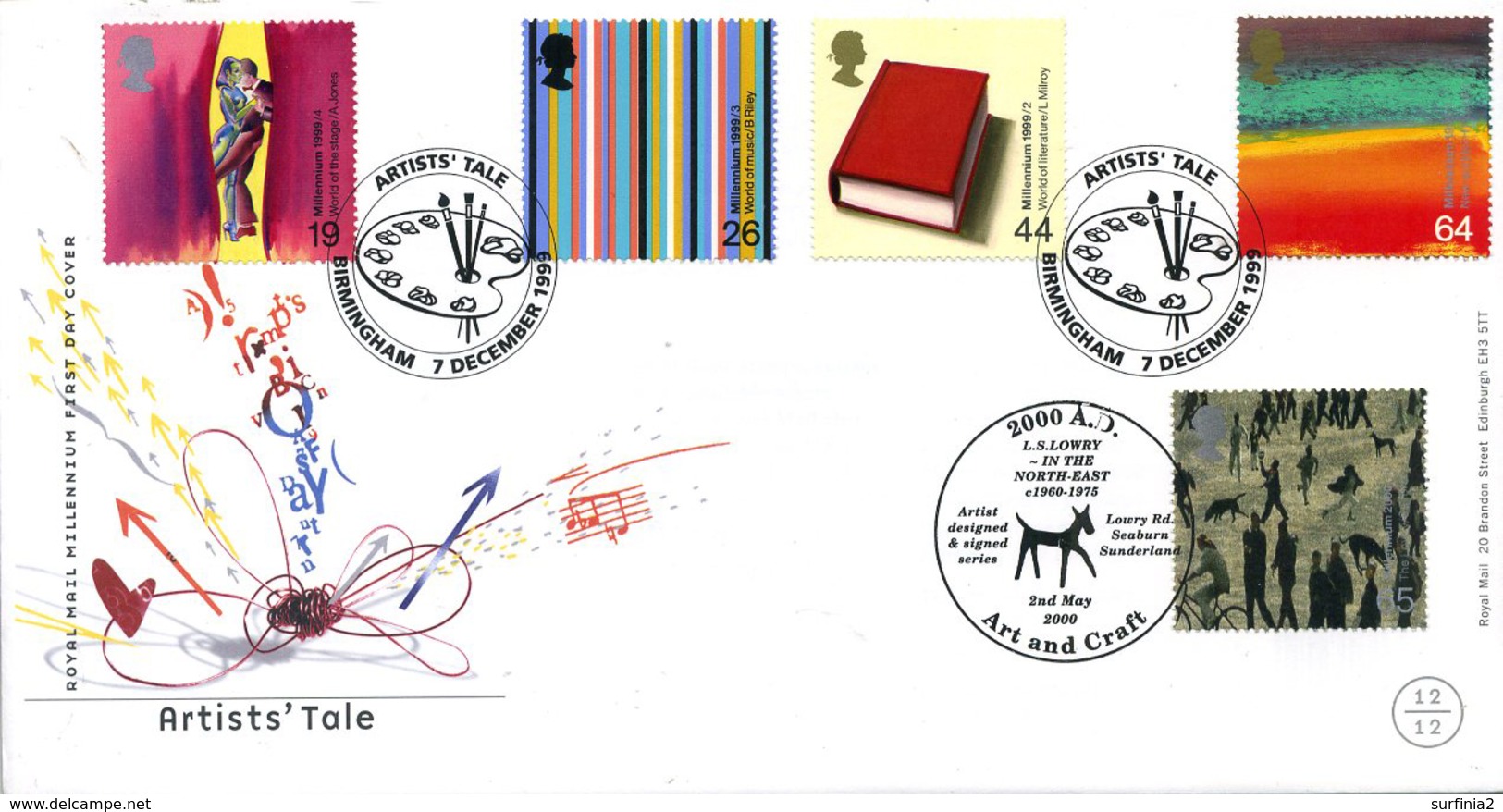 FIRST DAY COVER - 1999 - ARTISTS TALEwith ADDED ART AND CRAFT - Cov19 - 1991-2000 Em. Décimales
