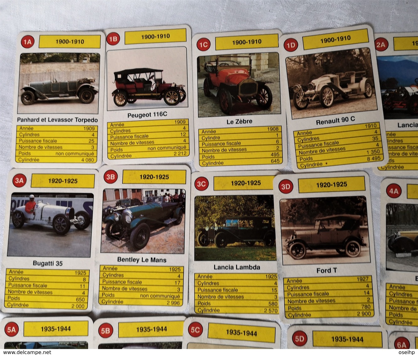 Jeu D'Atout Ducale Voiture De COLLECTION Automobile Peugeot Fiat Bugatti Panhard Citroën Renault Bentley Fiat Saab - Autres & Non Classés