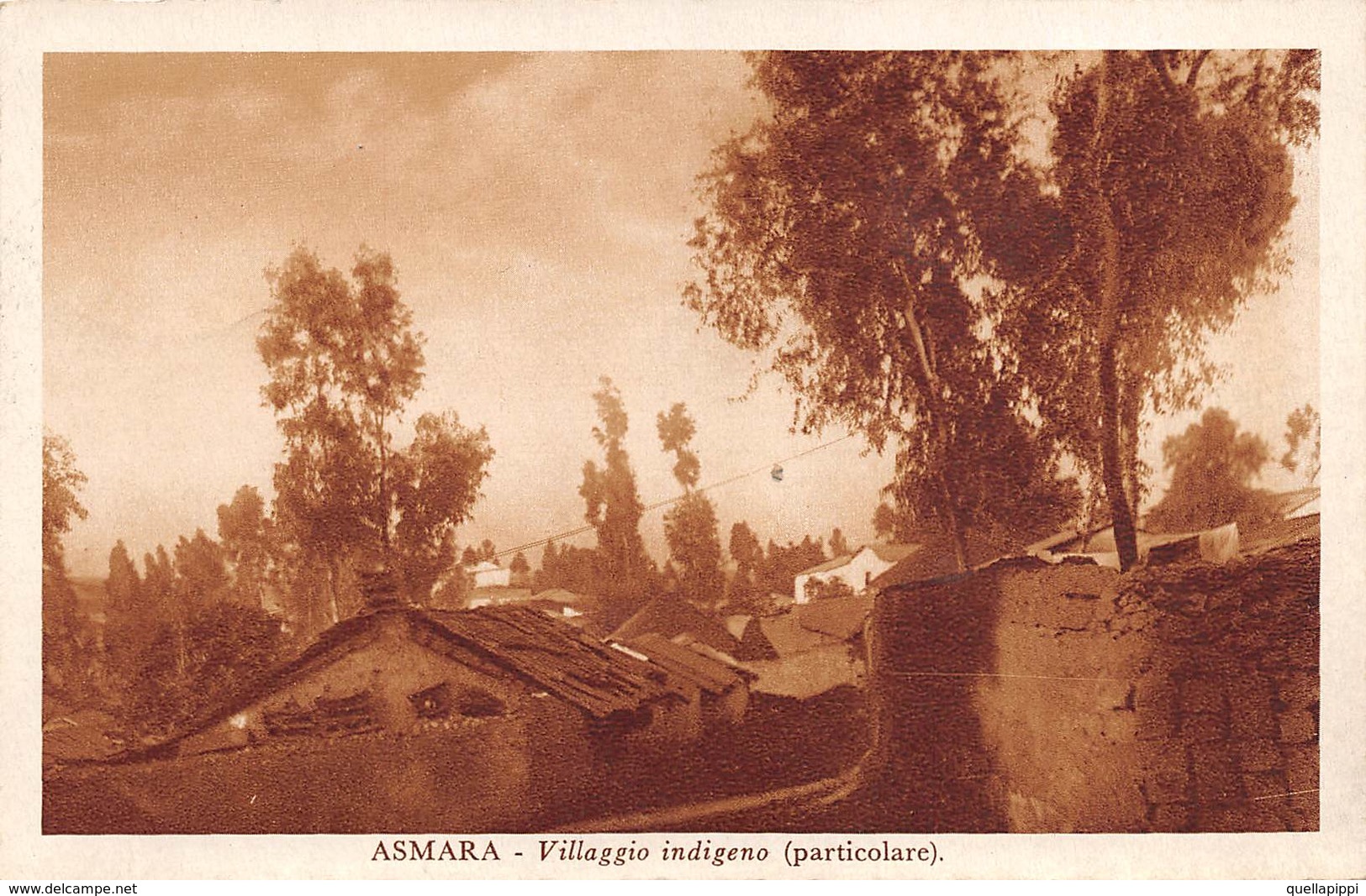 08759 "ERITREA - ASMARA - VILLAGGIO INDIGENO - PARTICOLARE"  FRANCOBOLLO 20 CENT ERITREA. CART  SPED 1938 - Erythrée