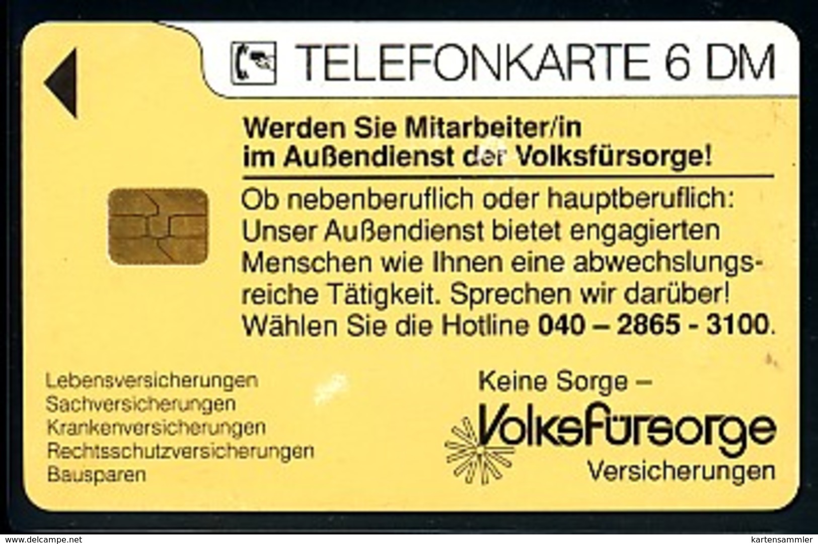 GERMANY Telefonkarte O 2190 94 Volksfürsorge - Auflage 14000 - Siehe Scan - 15445 - O-Series: Kundenserie Vom Sammlerservice Ausgeschlossen