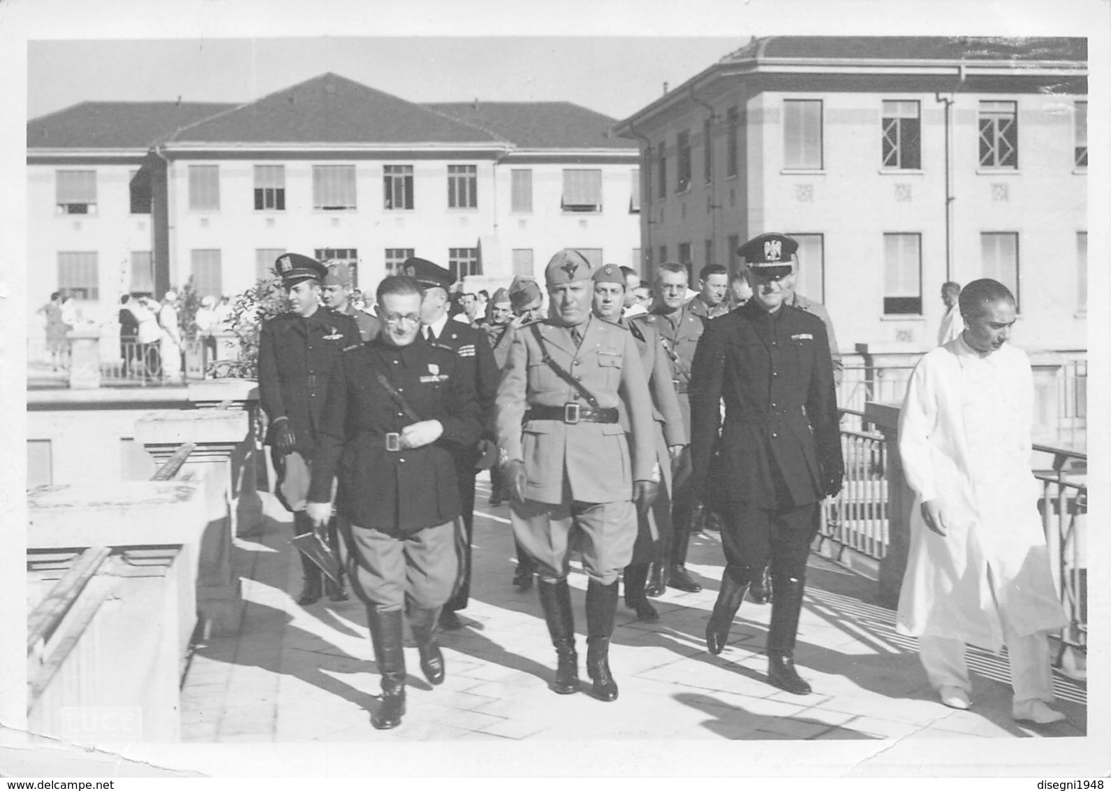 07565 " BENITO MUSSOLINI VISITA L'OSP. MAGG. DI S. GIOVANNI BATTISTA E CITTA' DI TORINO" ANIMATA. CART. ORIG. SPED '942 - Hommes Politiques & Militaires