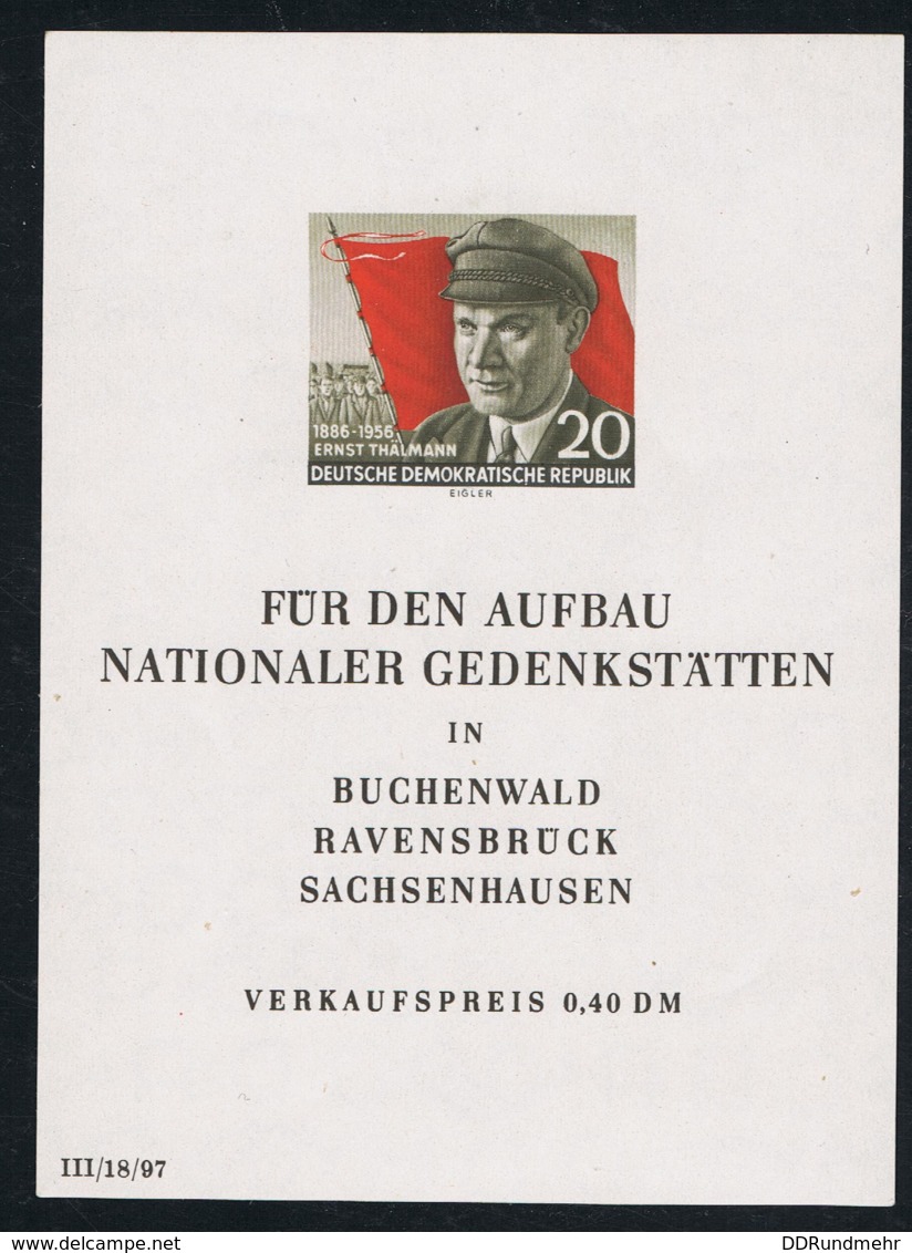 6. April 1956 70. Geburtstag Von Ernst Thalmann Michel Block 14 Postfrisch Xx - Unused Stamps