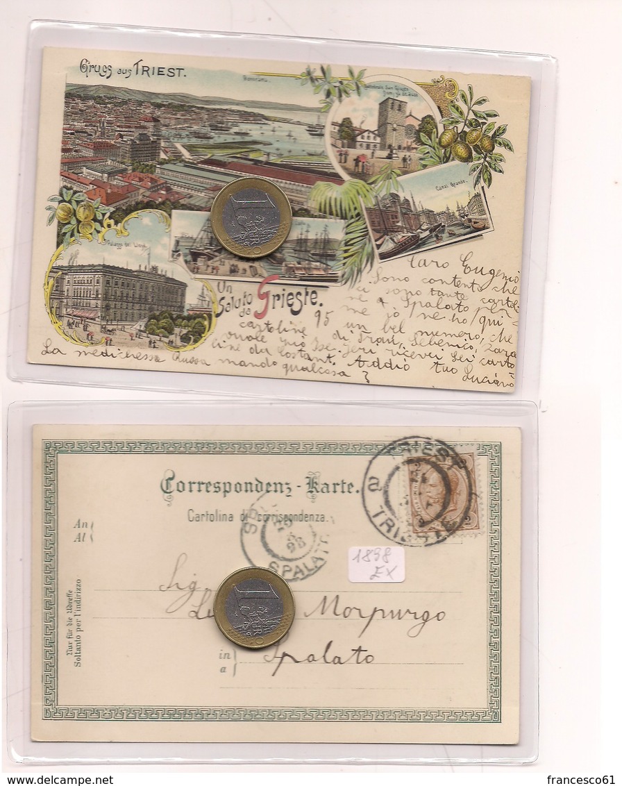 2706) Friuli Venezia Giulia TRIESTE Gruss LITHO 1898 Viaggiata X Spalato Split - Saluti Da.../ Gruss Aus...