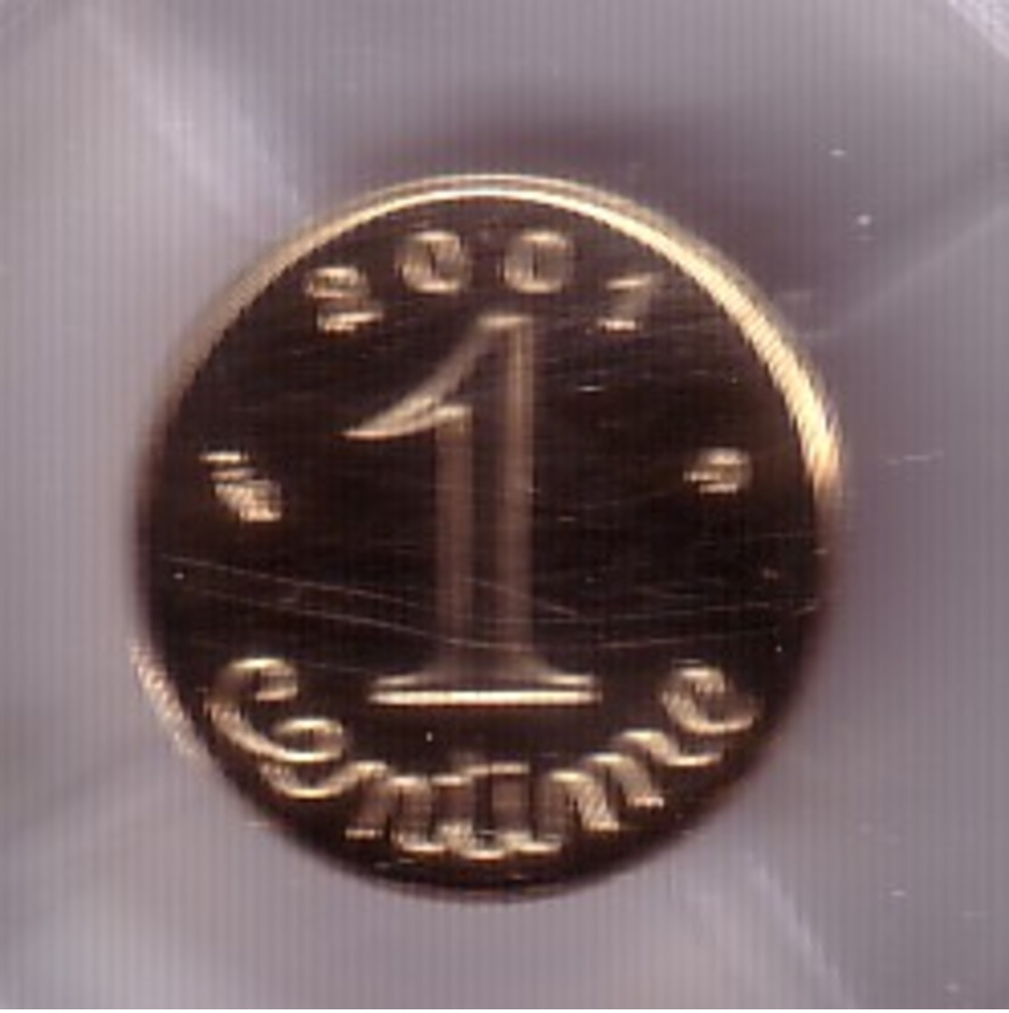 Pièce 1 Centime En OR De 2001 - France