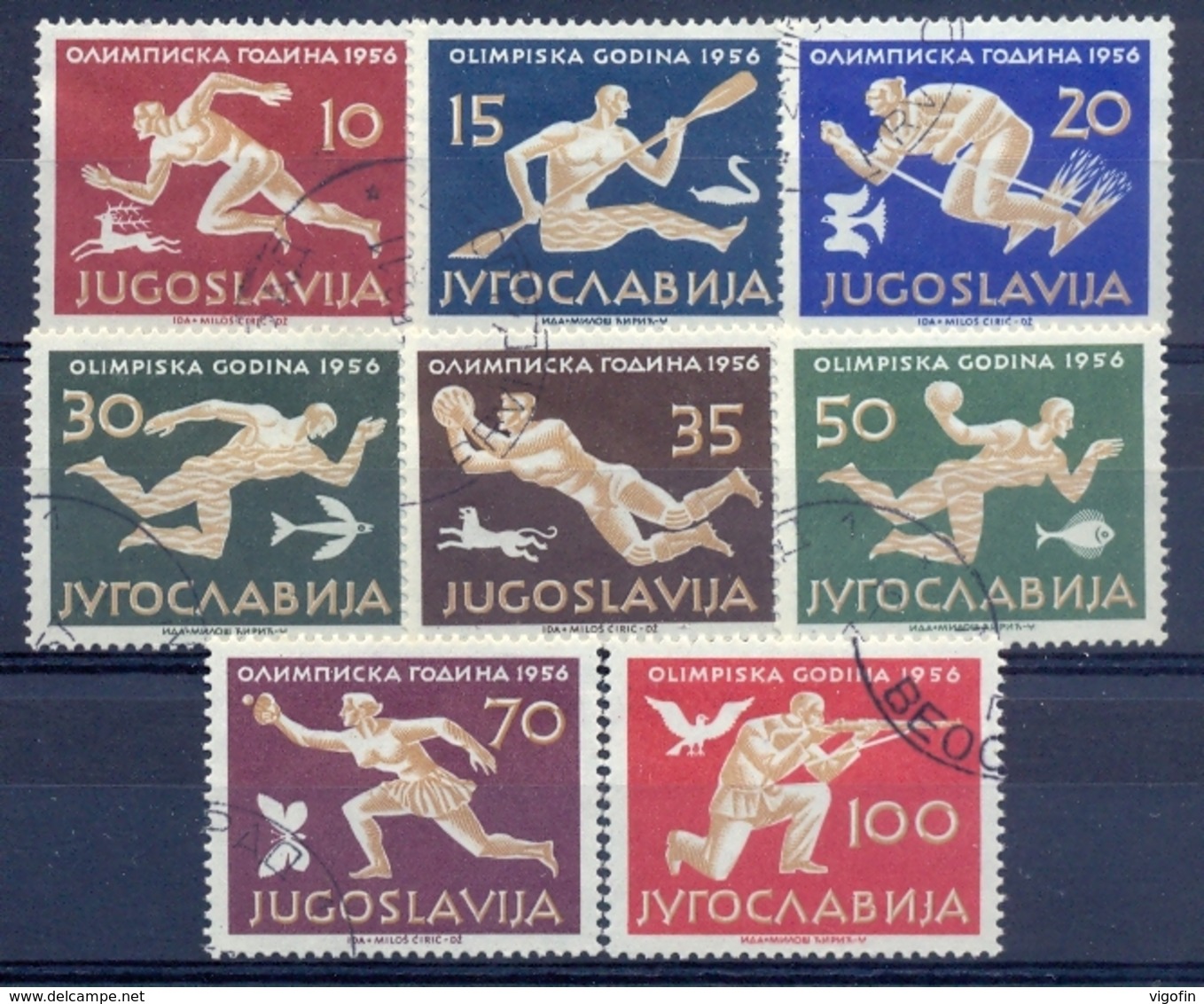 YU 1956-804-11 OLYMPIC GAMES MELBURNE, YUGOSLAVIA, 8v, Used - Gebraucht