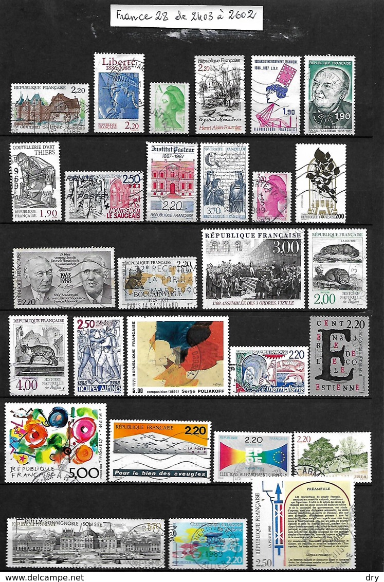 France. . 273 timbres oblitérés entre n° 15 et 3599.  Voir 7 scans. Envoi France 1,90 €.