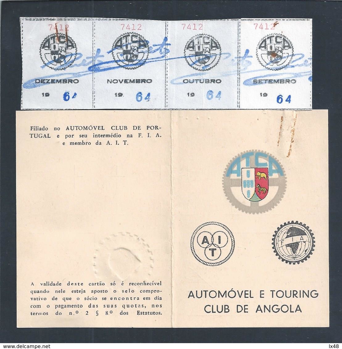 Cartão E Quotas De Sócio Do Automóvel Touring Clube De Angola.Card And Membership Dues Of Automobile And Touring Angola. - Automobile