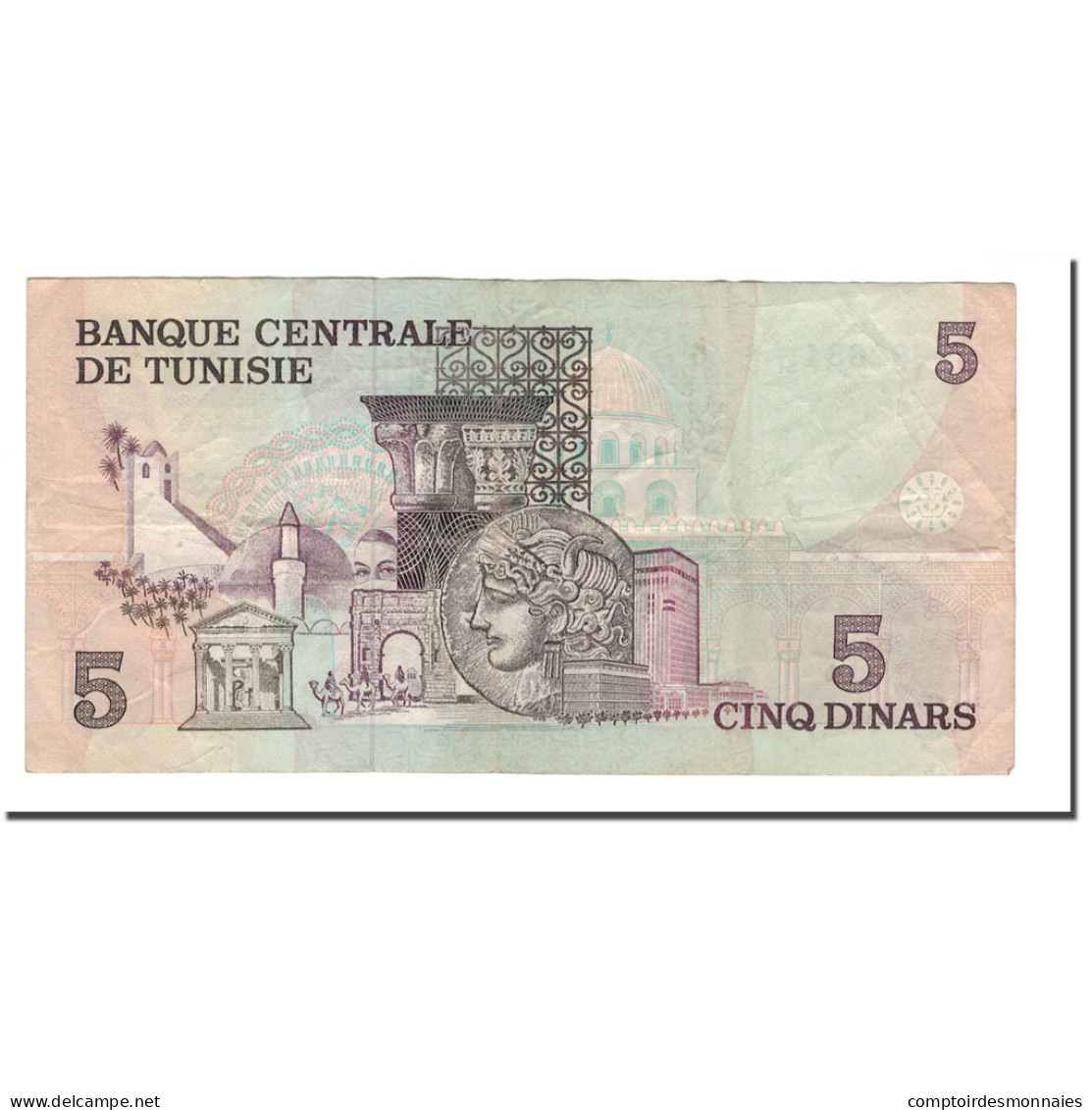 Billet, Tunisie, 5 Dinars, 1973, 1973-10-15, KM:71, TTB+ - Tunisie