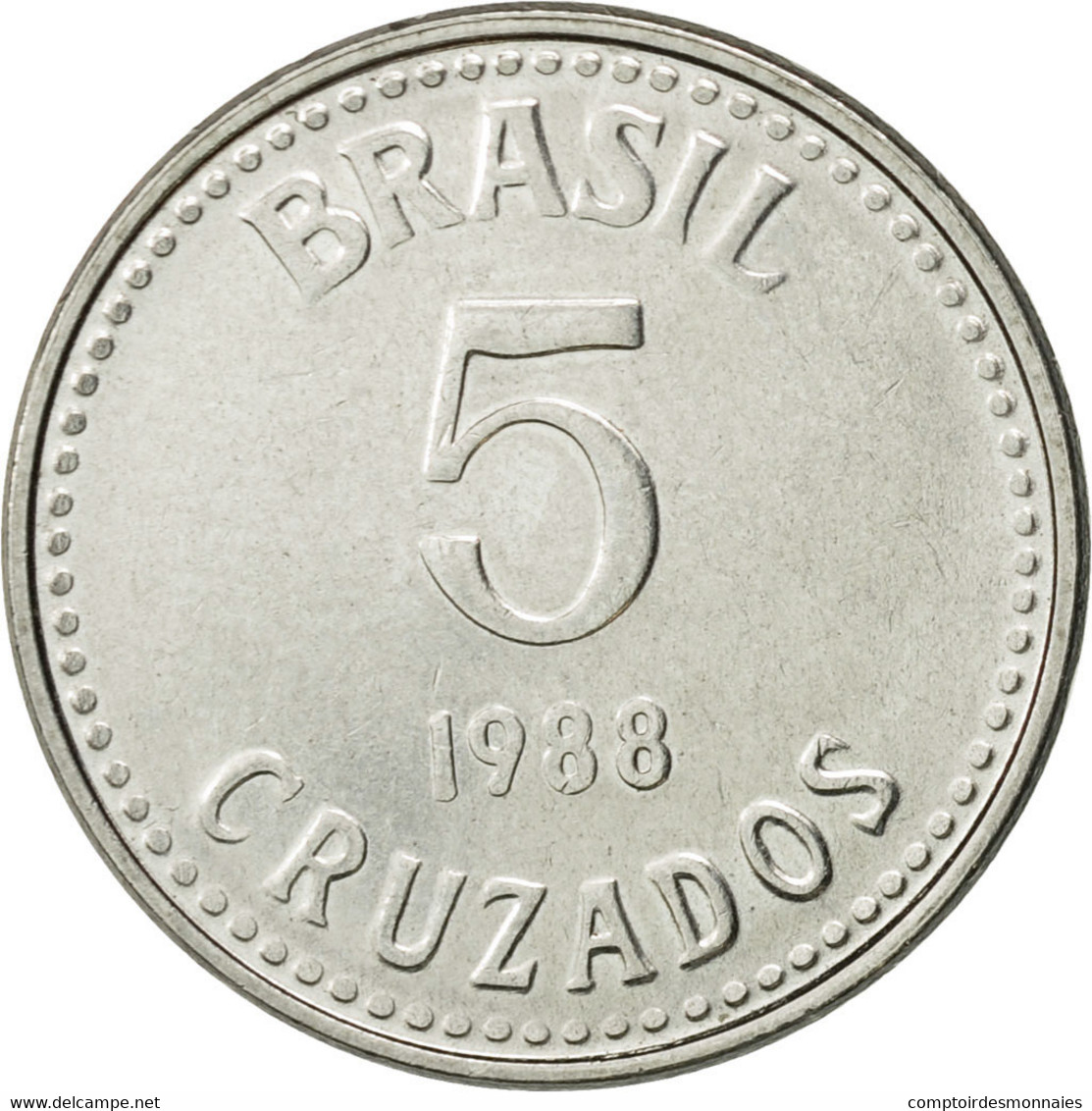 Monnaie, Brésil, 5 Cruzados, 1988, TTB, Stainless Steel, KM:606 - Brésil