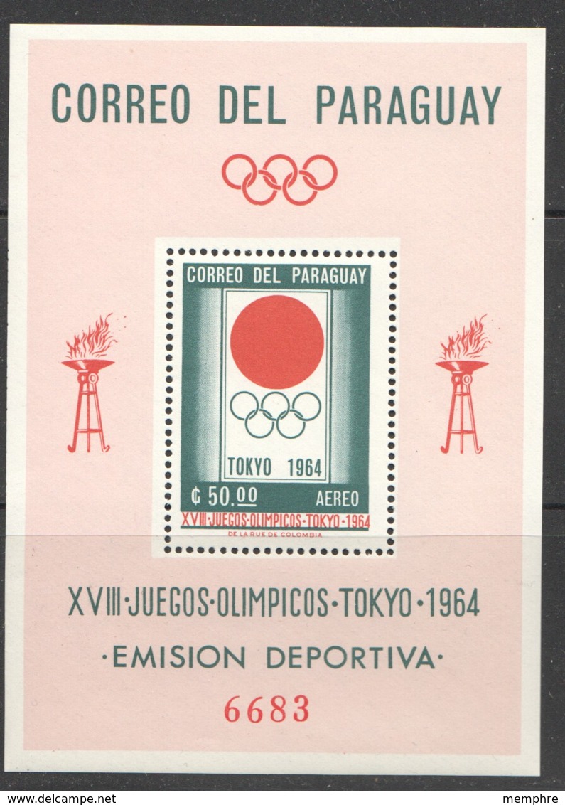 1964  Jeux Olympiques De Tokyo - Bloc Feuillet ** - Paraguay