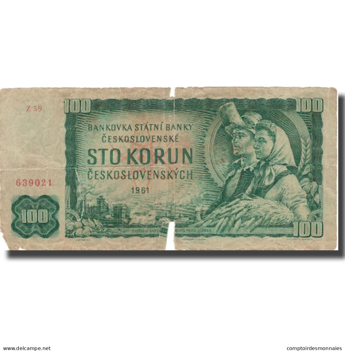 Billet, Tchécoslovaquie, 100 Korun, 1961, 1961, KM:91c, B - Tsjechië