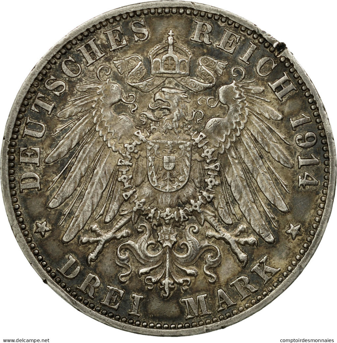 Monnaie, Etats Allemands, BADEN, Friedrich II, 3 Mark, 1914, Stuttgart, TTB - Other & Unclassified