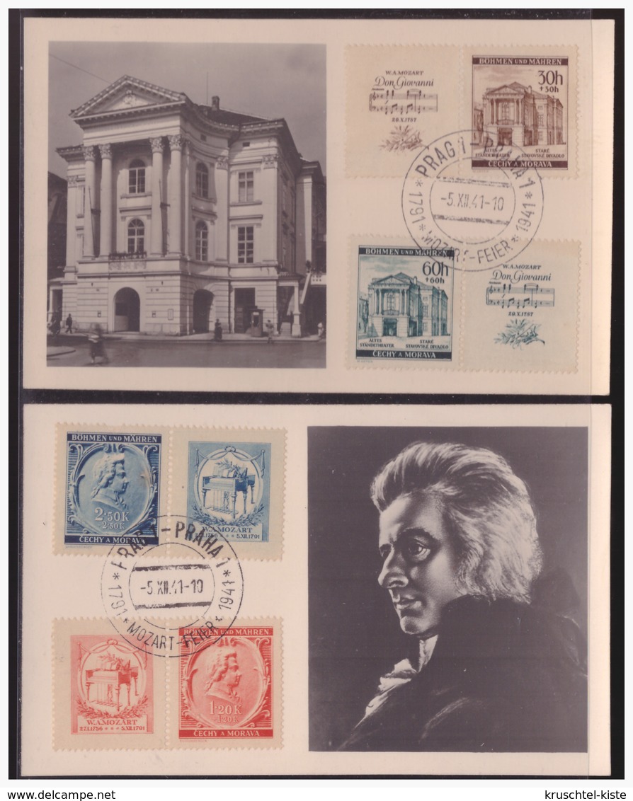 BM (003991) 2 Postkarten Engel SBj/ I+II 150. Todestag Von W.A.Mozart Mit Sonderstempel 80 Vom 5.12.1941 - Cartas & Documentos