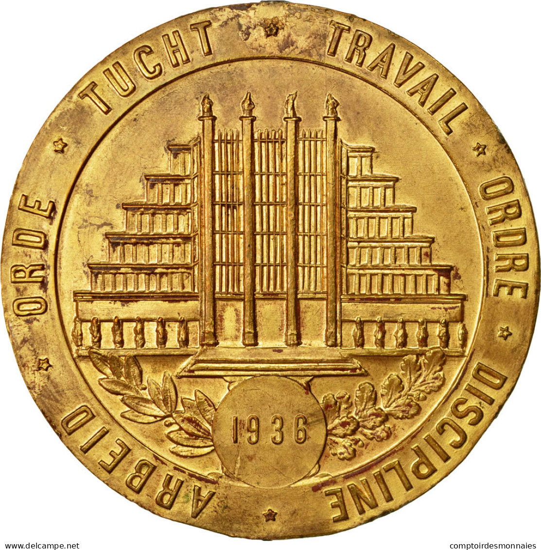 Belgique, Médaille, Ligue Nationale Des Patrons Boulangers, 1936, TTB, Gilt - Autres & Non Classés