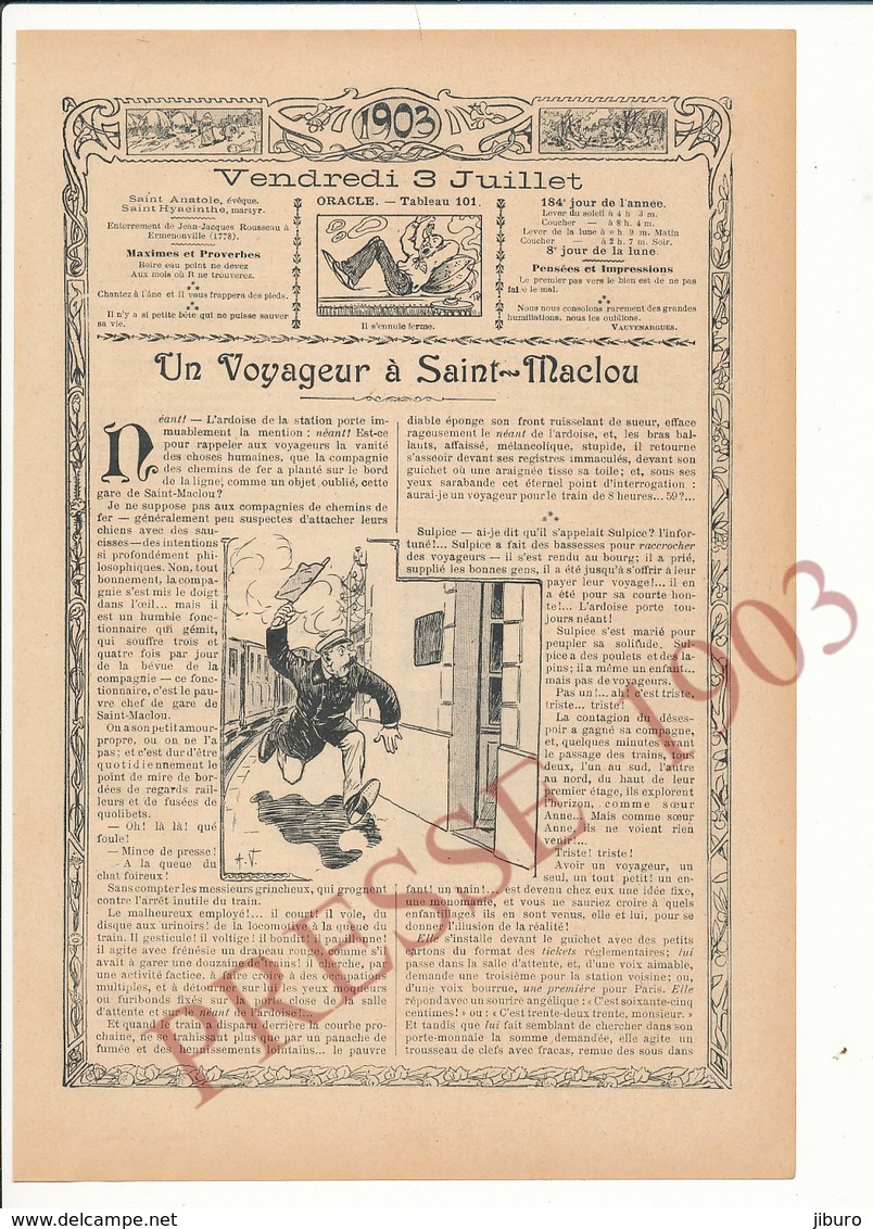 4 Scans Presse 1903 Un Voyageur à Saint-Maclou (? 27 Eure ??) Gare Perdue Chef De Gare Perche Au Château-Rieussec 223CH5 - Non Classificati