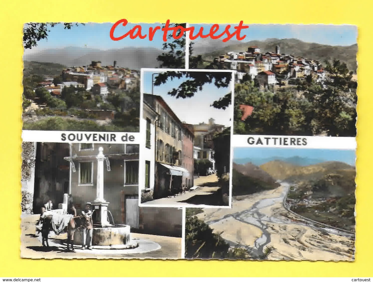 CPSM 06 GATTIERES Souvenir De ( Multivues Ane Enfant Fontaine ) - Greetings From...