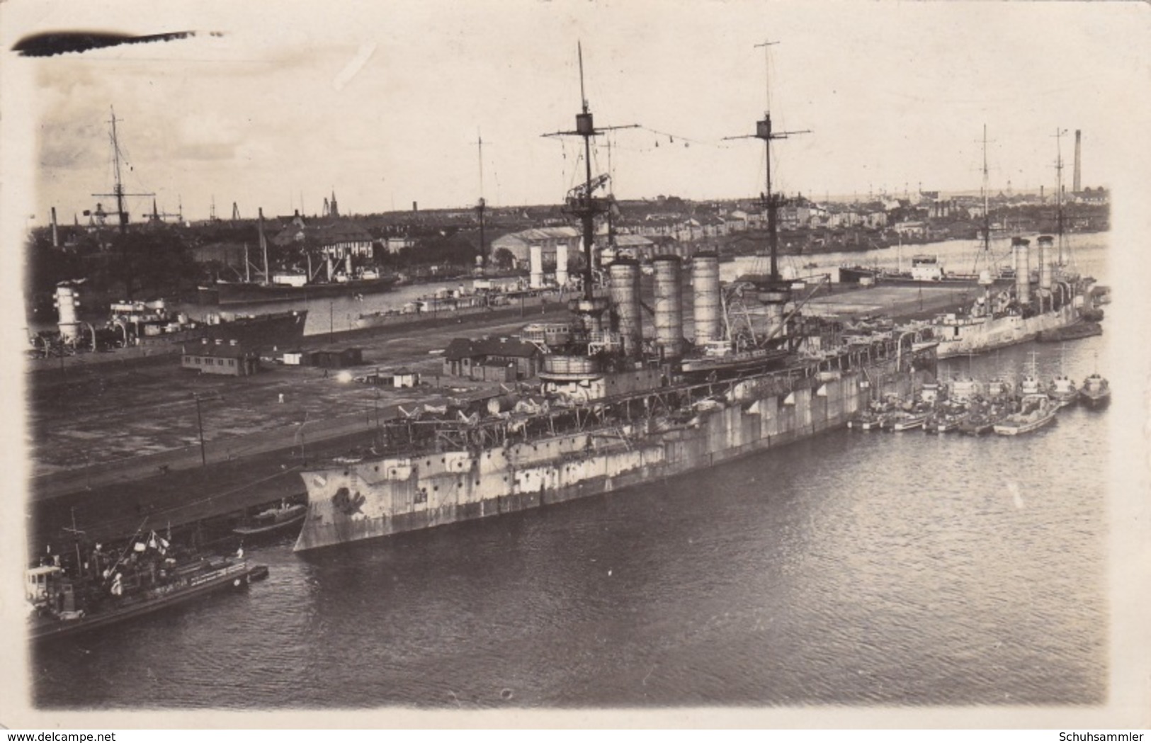 Alte Ansichtskarte Des Minensuchschiffs "Preussen" Im Hafen Von Wilhelmshaven - Krieg