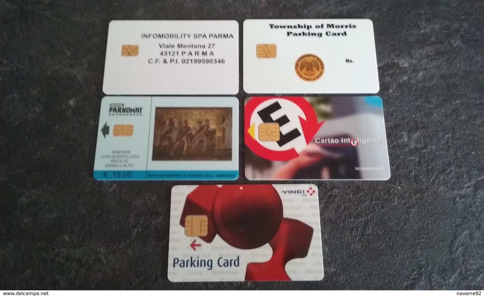 PETIT LOT 5 CARTES A PUCE STATIONNEMENT PARKING DIVERS PAYS T.B.E !!! - Cartes De Stationnement, PIAF