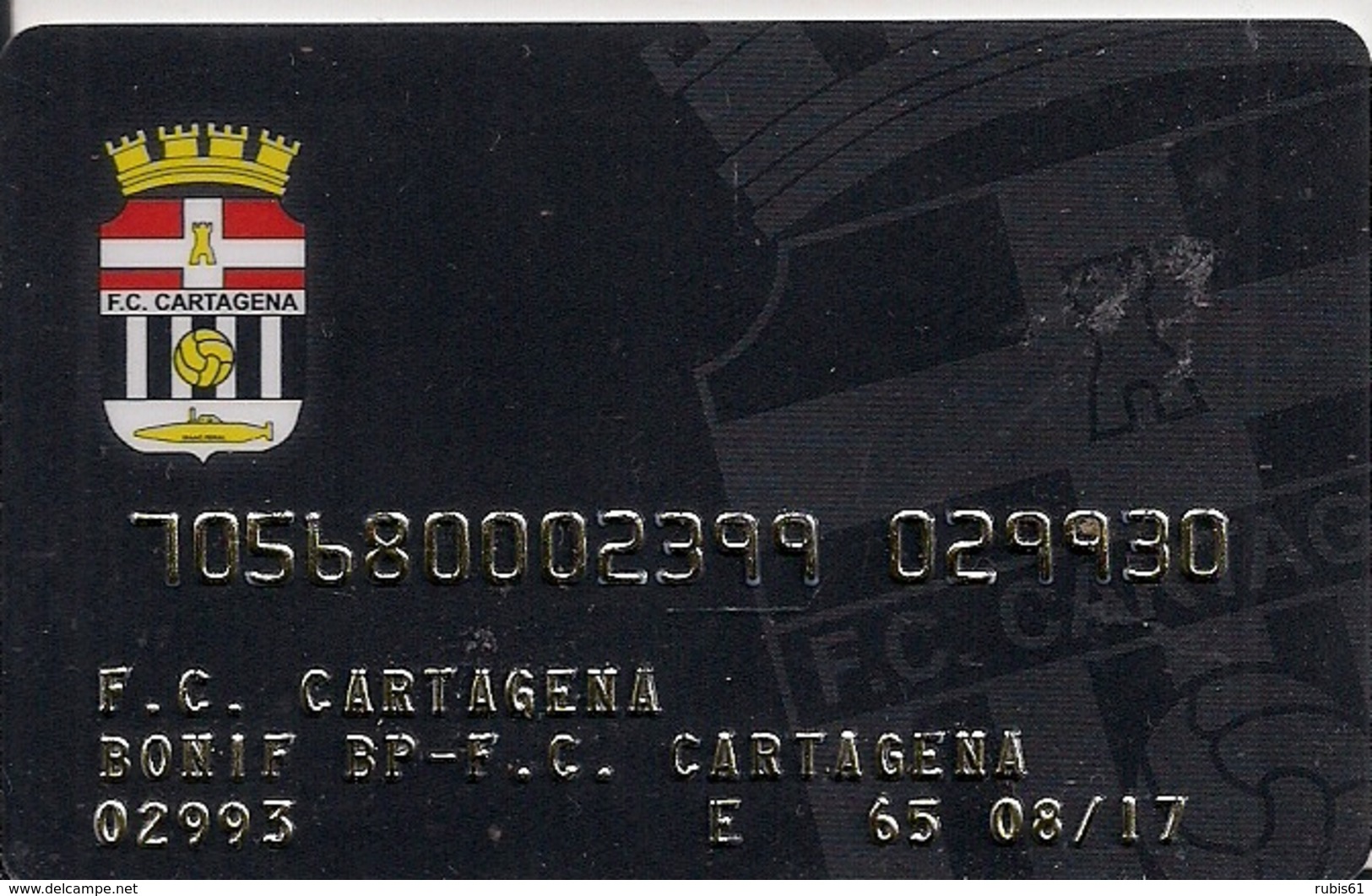 TARJETA FUTBOL CLUB CARTAGENA - Unclassified