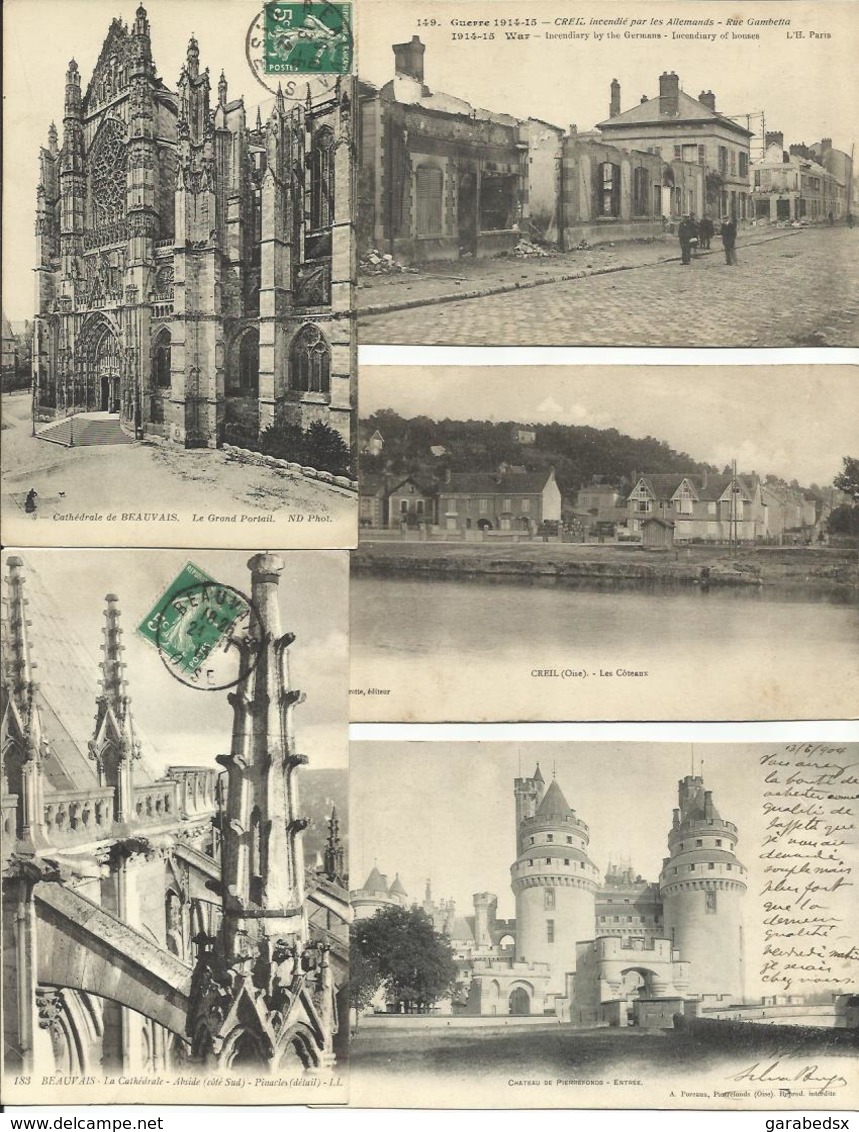 LOT DE 161 CARTES POSTALES ANCIENNES DE L'OISE (60).