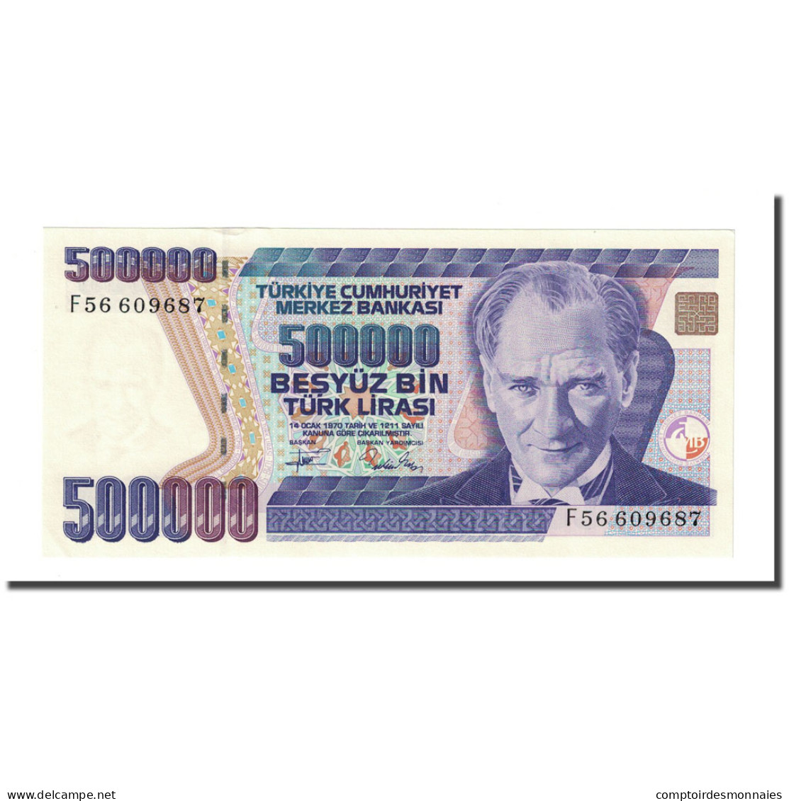 Billet, Turquie, 500,000 Lira, L.1970, 1970-10-14, KM:208, NEUF - Turquie