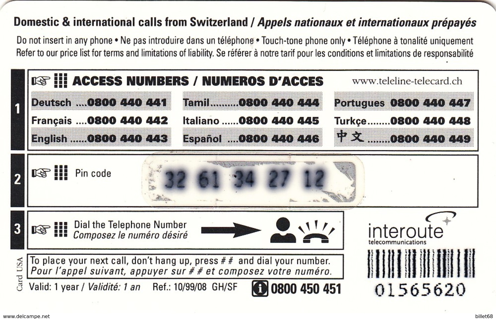 Telecarte SUISSE TELELINE - LAPIN - Kaninchen