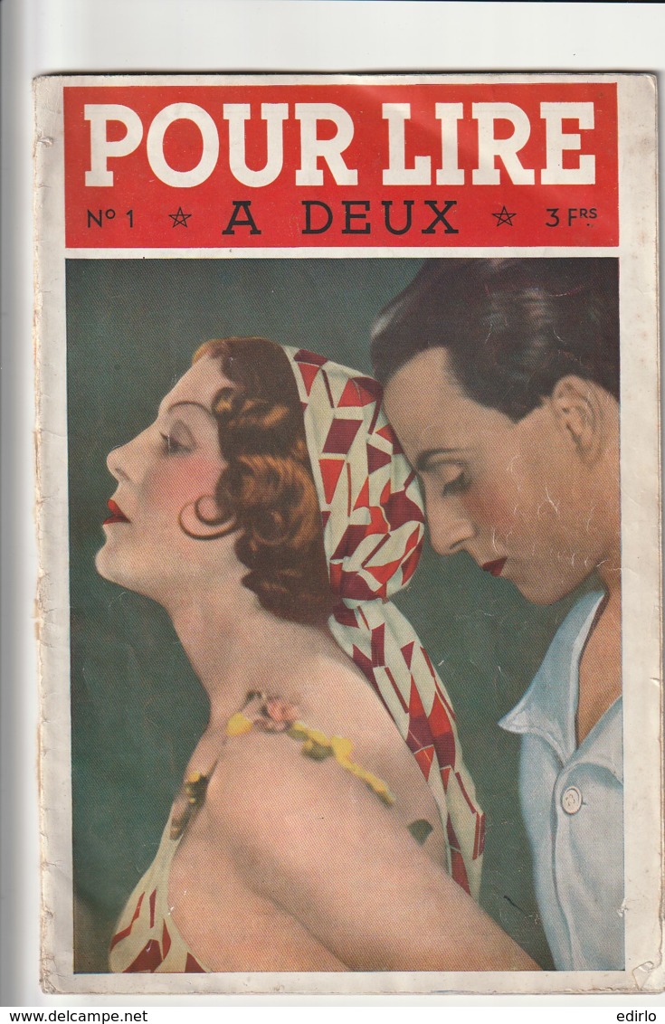 MAGAZINE EROTIQUE N° 1 De Pour Lire à Deux état TB (petits Défauts D'usage - Numéro Un JUIN 1934 -photos Coquines - 1900 - 1949