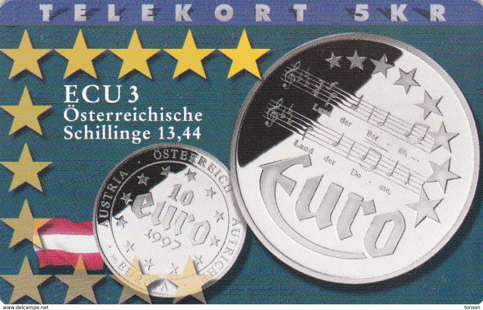 Denmark, P 185, ECU-Austria, Only 700 Issued, Coins, Flag, 2 Scans. - Denmark