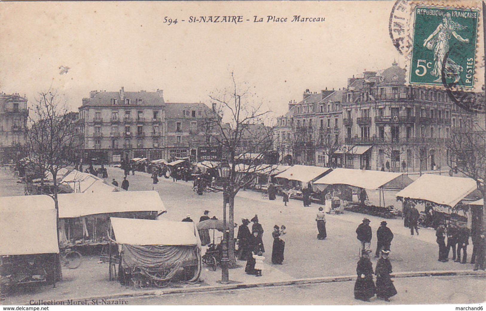 Saint Nazaire La Place Marceau Le Marché éditeur Morel N°594 - Saint Nazaire