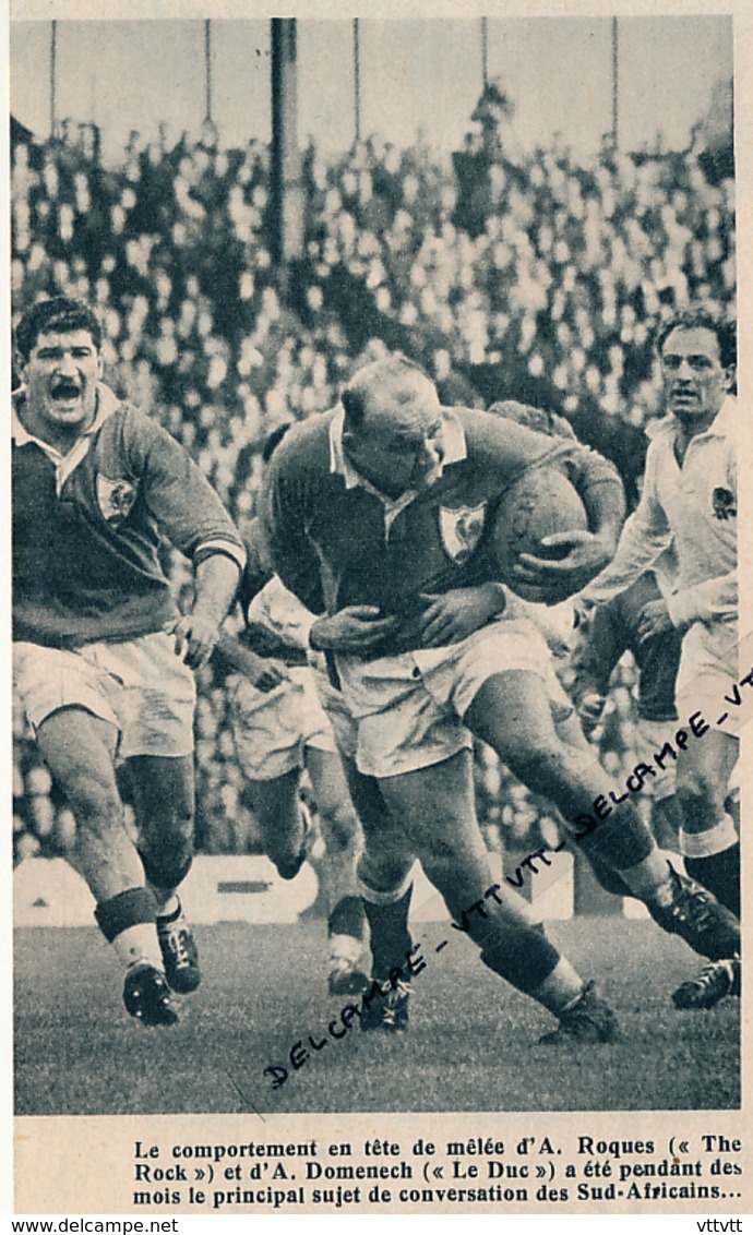 RUGBY : PHOTO, AFRIQUE DU SUD - FRANCE, ALFRED ROQUES ET AMEDEE DOMENECH, COUPURE REVUE (1961) - Collections