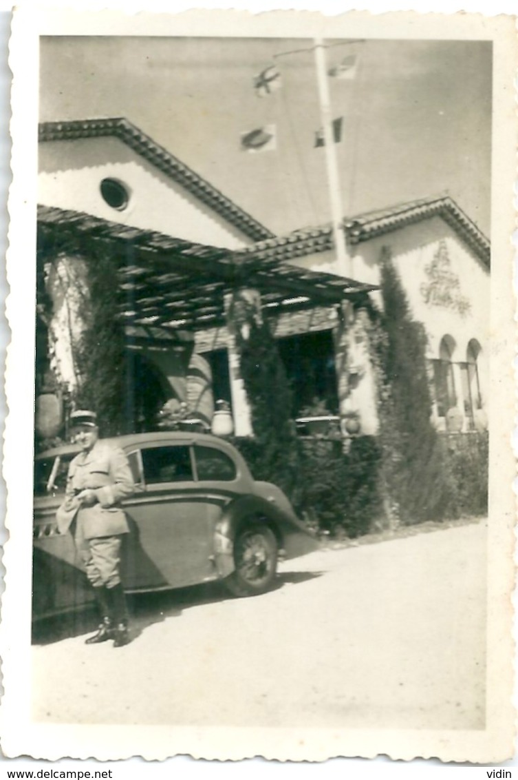 Photo Originale Voiture Militaire A La Bonne Auberge - Cars