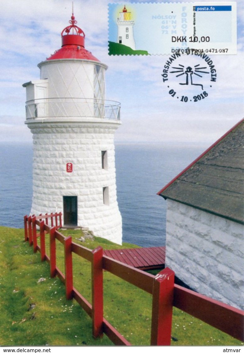 FAROE ISLANDS (2018) - ATM Lighthouse, Faro, Leuchtturm, Phare, Fyr - Maximum Cards Nólsoy, Skansin, Slaettanes, Mykines - Faroe Islands