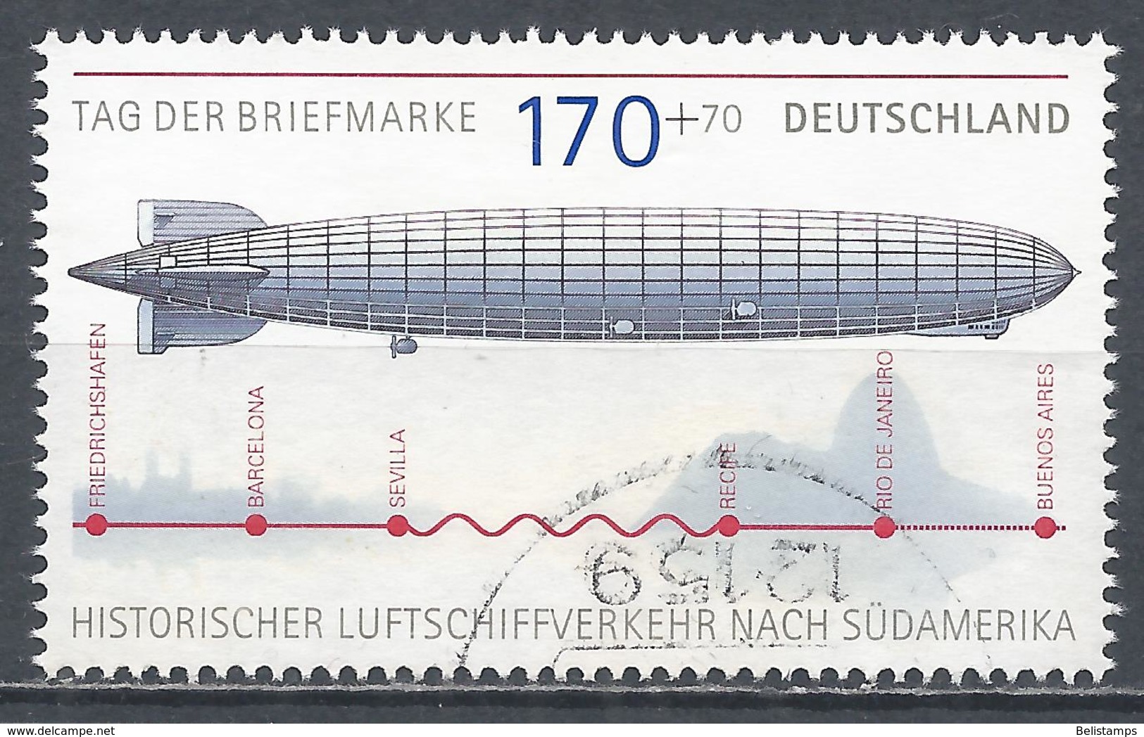 Germany 2007. Scott #B988 (U) Graf Zeppelin And Itinerary Of Flight To South America * - Oblitérés