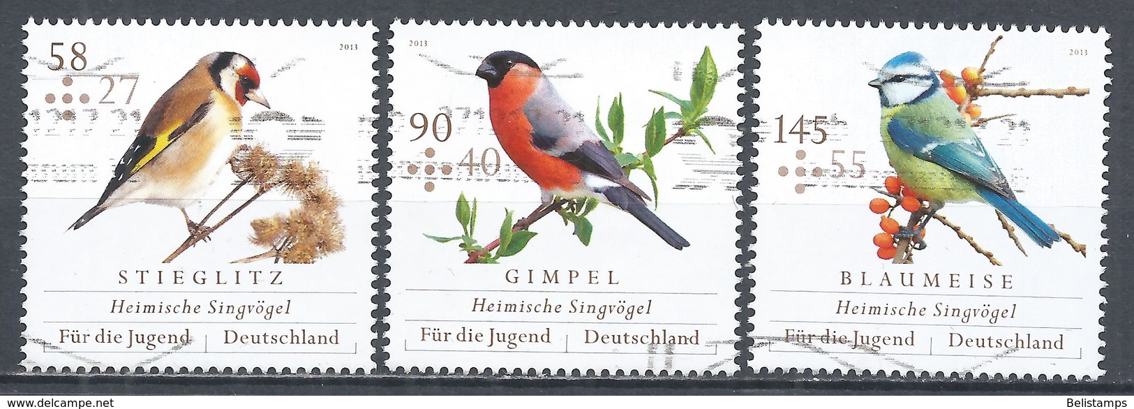 Germany 2013. Scott #B1079-81 (U) Birds, Stieglitz (goldfinch), Gimpel (bullfinch) & Blaumeise (blue Tit) * Complet Set - Oblitérés