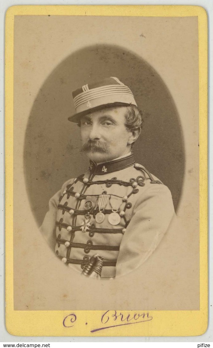 CDV Militaire 1878 . Le Colonel Charles Pesme , 4e Régiment De Chasseurs . Auparavant 1er Chasseurs D'Afrique . - Ancianas (antes De 1900)