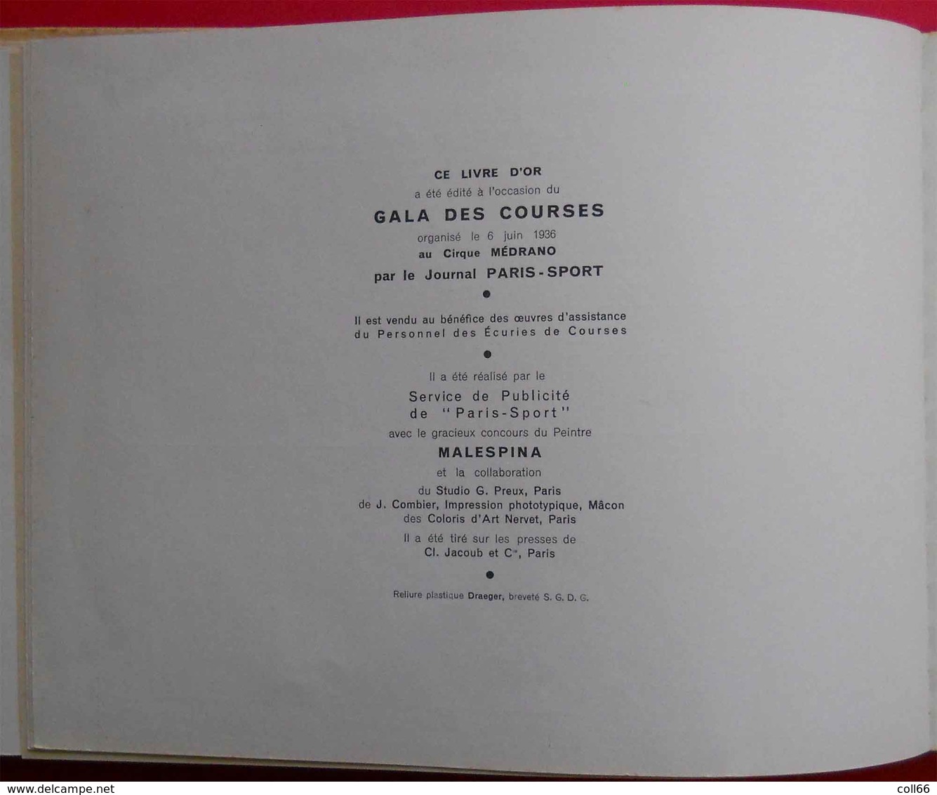 1936 Le Livre d'or du Gala des Courses Casaques Colorisées Illustrations Malespina PUB Renault Latécoère Air France Etc.