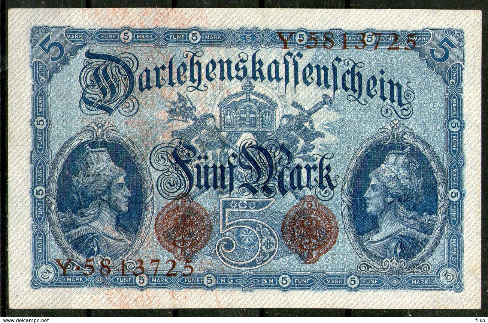 Germany,1914,5 Mark,P.48b,serial No.N-7digit,used As Sacan,as Scan - 5 Mark