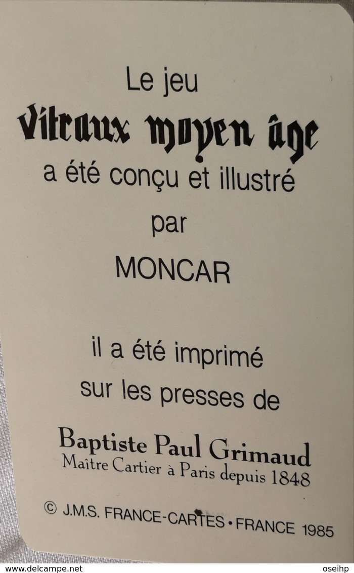 Jeu De 54 Cartes à Jouer VITRAUX MOYEN AGE Conçu Et Illustré Par MONCAR Carte Joker Vitrail - Cartes à Jouer Classiques