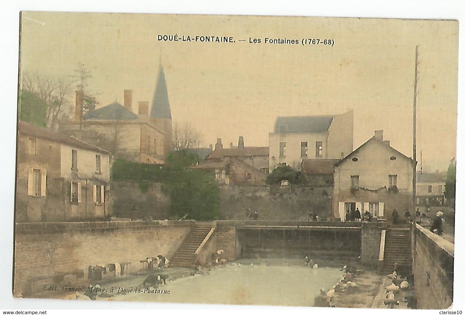 49 Doué La Fontaine Les Fontaines Animée Lavandieres Colorisée - Doue La Fontaine