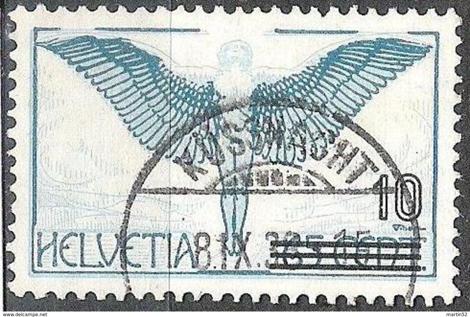 Schweiz Suisse 1937: Aufdruck "10=" :Zu F22 Mi 320 Yv PA22 Mit O KÜSSNACHT 8.IX.38  (Zu CHF 1.00) - Used Stamps