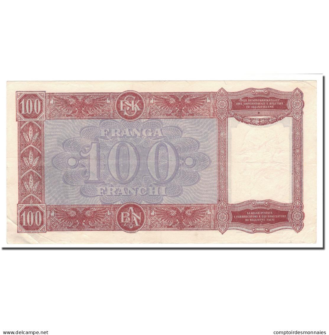 Billet, Albania, 100 Franga, 1945, KM:8, TTB - Albania