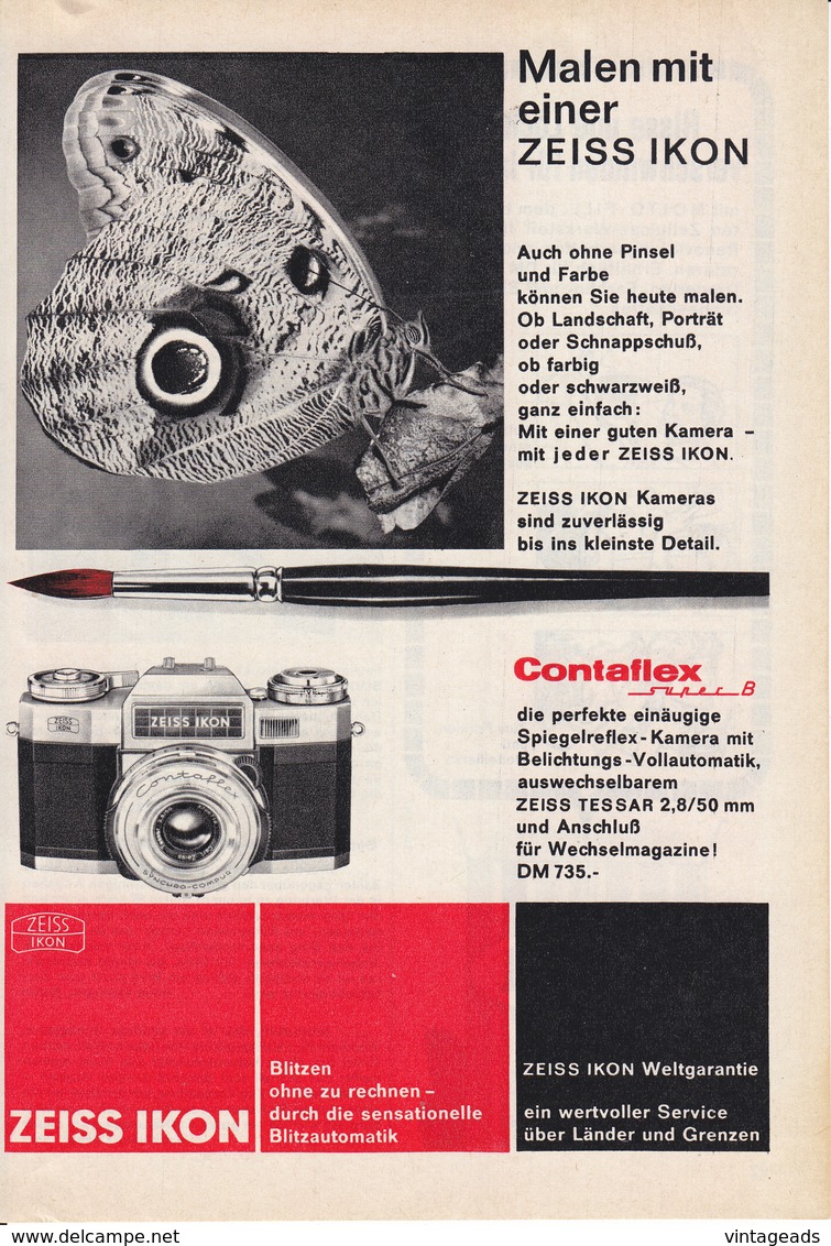 AD018 - Werbung Reklame Zeiss Ikon Contaflex Super B, Original Aus Zeitschrift, 147 X 208 Mm - Werbung