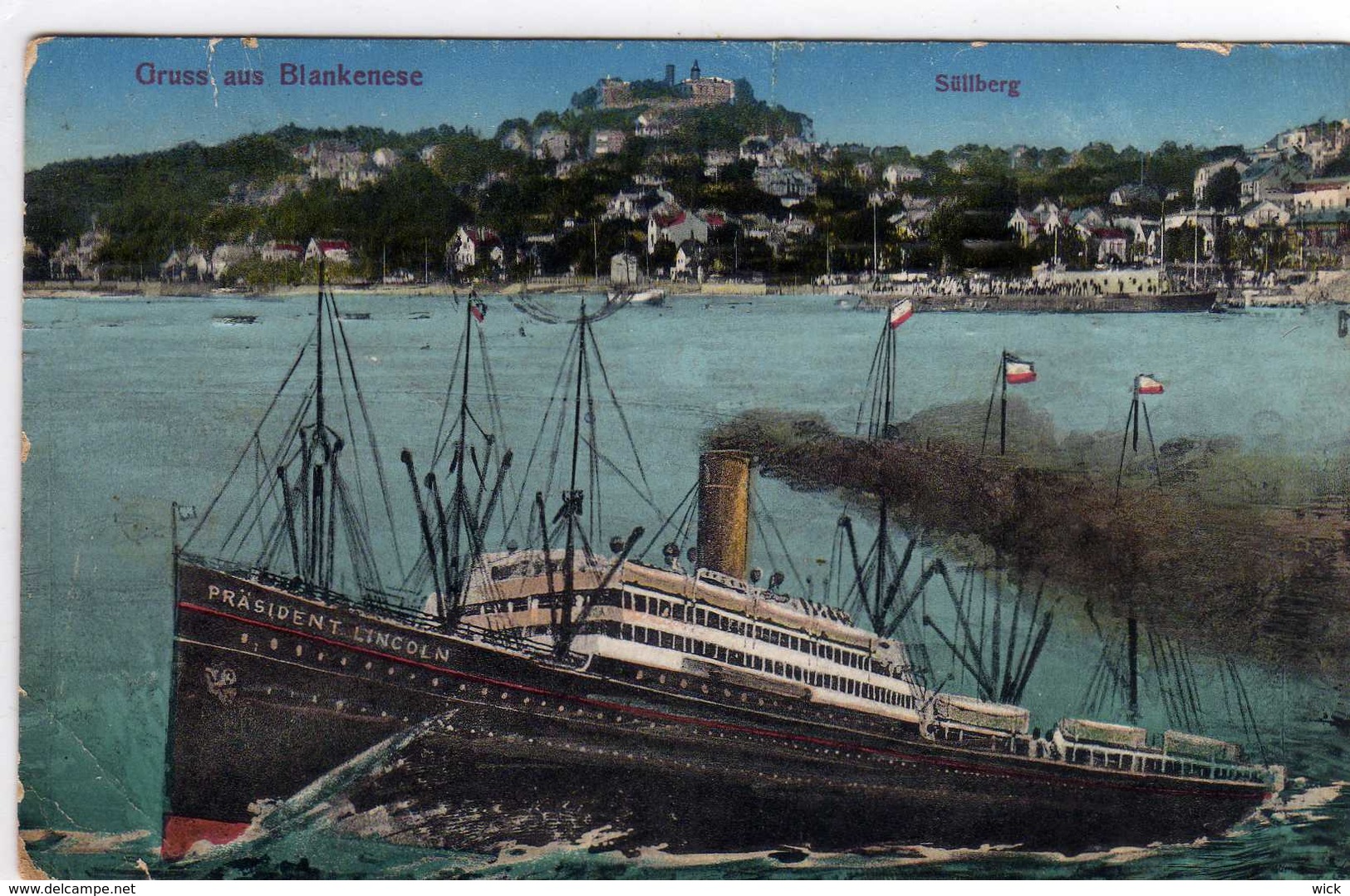 AK Blankenese Bei Hamburg, Altona, Süllberg - "Gruss Aus Blankenese" - Seltene Litho Mit Schiff "Präsident Lincoln" Rar - Blankenese