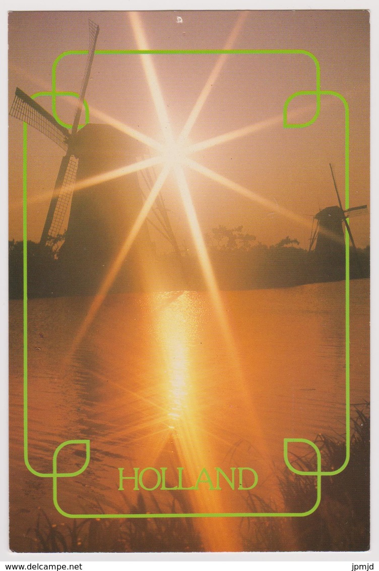 KINDERDIJK - HOLLAND - Drainage Mills - Ed. Euro Color Cards N° 669 - Sunset - Kinderdijk